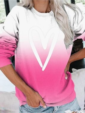 Pink Ombre Heart Sweatshirt - Size L/XL